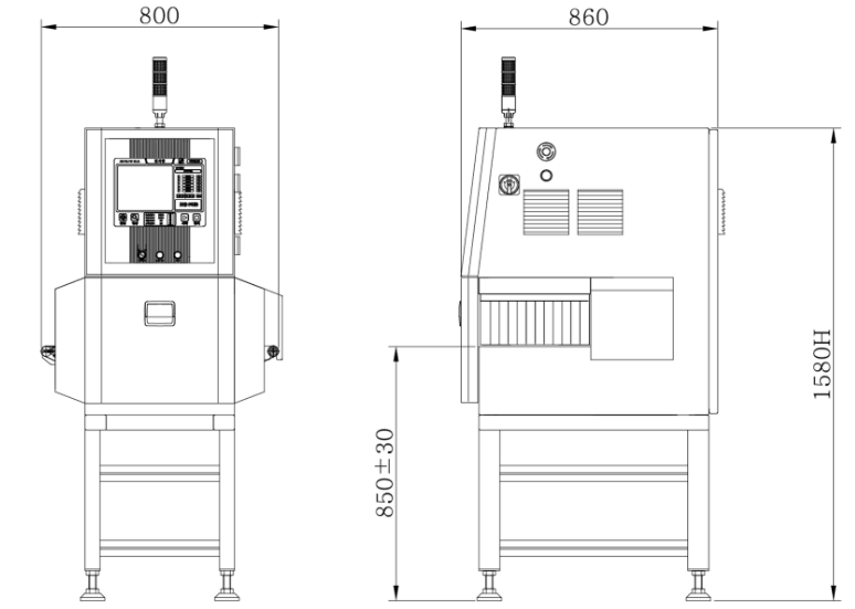 X光異物檢測機(jī)尺寸圖